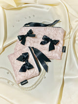 Glossy Organza Ribbon Zip-pouch (M)