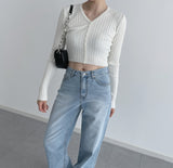Miss Daily V-Neck Cropped Cardigan [4 colors]