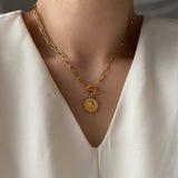 エリザべサンコイントグルバーチェーンシンプルネックレス / al Elizabethan coin toggle bar chain simple necklace