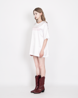 サテンオーバーサイズTシャツワンスアポンアタイム / SATIN OVERSIZE T-SHIRT #ONCE UPON A TIME(WHITE)