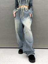 ジェンダメージワイドデニムパンツ/[High quality] 790. Jen damage wide denim pt