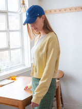 COTTON V-NECK CARDIGAN_YELLOW (6580069695606)