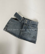 Cutting Lowrise Denim Miniskirt