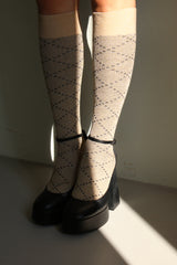 shiny pattern knee socks