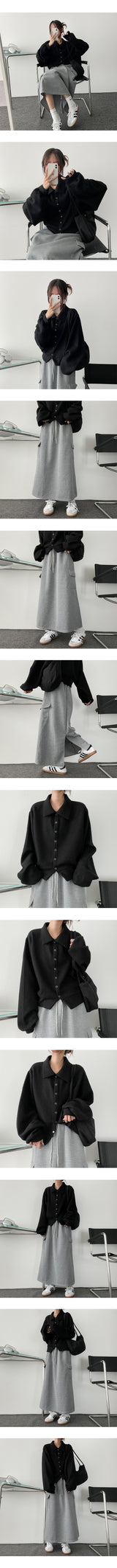 It Foam Soft Snap Collar Balloon Cardigan
