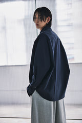 EARTH-COLOR PLEATS SHIRT (Deep Ocean) / アースカラープリーツシャツ