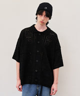LACE POLO KNIT CARDIGAN (BLACK)