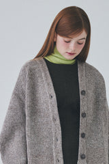 アルパカカーブスリーブカーディガン / Alpaca Curve Sleeve Cardigan [Brown]