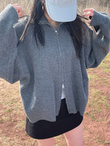 Bent knit cardigan zip up 