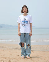 グランマ プリント レギュラー Tシャツ / GRANDMA PRINTED REGULAR FIT T-SHIRT BLUE