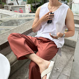 レイヤードスリットコットンノースリーブタンク / Layered Slit Cotton Sleeveless Tank (3 colors)