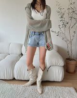 ローウェストショートデニム/no.730 Low Waist Denim Shorts
