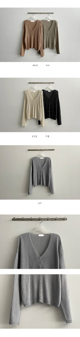 ペッパーリネンリブドニットカーディガン / Pepper Linen Ribbed Knit Cardigan