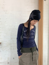watt y2k button v-neck long sleeve t-shirt