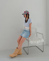 ワンボタンショートスリーブTシャツ/One Button Short Sleeve T-shirt (5color)