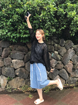 Slush denim half pants