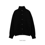 ハイネックケーブルカーディガン
