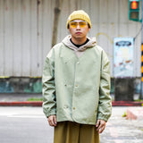 防水加工ノーカラージャケット (GREEN)