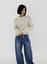 ソフトショルダースプリットニット/Soft shoulder split knit (2color)