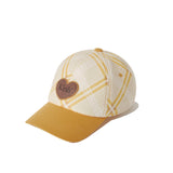 COLORING CHECK PATTERN FLEECE BALL CAP [MUSTARD]