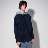 コーデュロイシャツフーディー / corduroy shirt hoodie [navy]