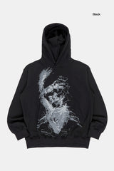 Drawing face non-pocket hoodie