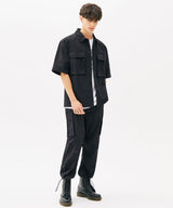 TWO POCKET STRING HALF SHIRTS (BLACK) (6585203851382)