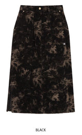 ケミカルウォッシュ風コーデュロイスカート / HIDE Slit Long Skirt (4606125572214)