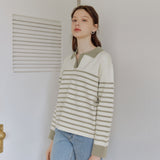 STRIPE COLLAR KNIT_OLIVE (6600102051958)