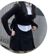 スクールルックシャツカーディガンレイヤードセット / School Look Shirt Cardigan Layered Set