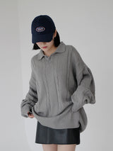 ケーブルカラーニット / Cable collar knit (4color)