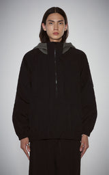 PIPPING MIX ANORAK HOODIE_BLACK