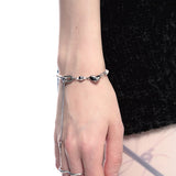 NO.438 [SILVER] PEARL HEART BRACELET