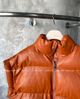 Oversized fit leather padded vest