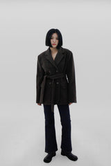 ダブルベルトウールジャケット / Double belt wool jacket (2color)