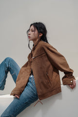 (UNISEX) スエードストラップレーサージャケット