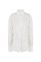 DOZI - Pinched Stripe Oversized Shirts _ Ivory