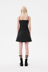 チェリーシャーリングノースリーブミニドレス / CHERRY SHIRRING SLEEVELESS MINI DRESS [CHARCOAL]