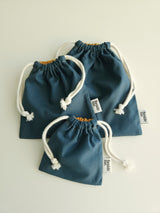 Two tone string pouch - teal blue L