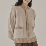 ハンドステッチラウンドカーディガン / HAND STITCH ROUND CARDIGAN_BEIGE