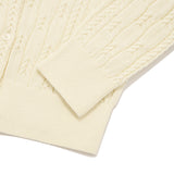 SMALL CHERRY CABLE CROP KNIT CARDIGAN [IVORY]