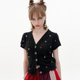 Strawberry Cardigan [Black] (6593116831862)