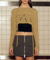 ネッティングクロップドセーター / NETTING CROPPED SWEATER (LIGHT KHAKI)