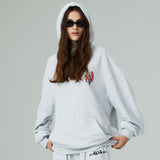 (フリース VER)ハートプリンティングパーカー/(FLEECE VER) HEART PRINTING HOODIE-WHITE MELANGE