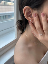 [92.5silver] line heart one-touch earrings (mini)
