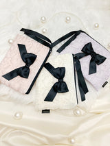 Glossy Double Ribbon Zip-pouch (M