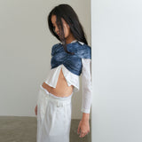 クロッププリーツシャツ / CROP PLEATS SHIRTS (WHITE,SKIN,BLACK)
