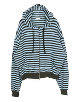 No.0656 ストライプワッフルフードZIP-UP(3color)