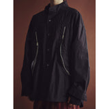 レクシオンカーブドジップオーバーシャツ / REXION CURVED ZIP-OVER SHIRT_BK