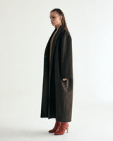 UNISEX FAKE NUBUCK MAXI COAT W - DARK BROWN (6636063457398)